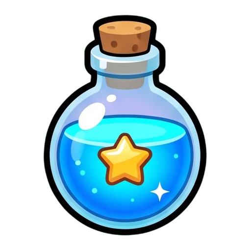 Game icon style: a blue potion flask with a star