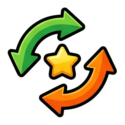 Game icon style: two circling arrows around a star, the rebirth icon